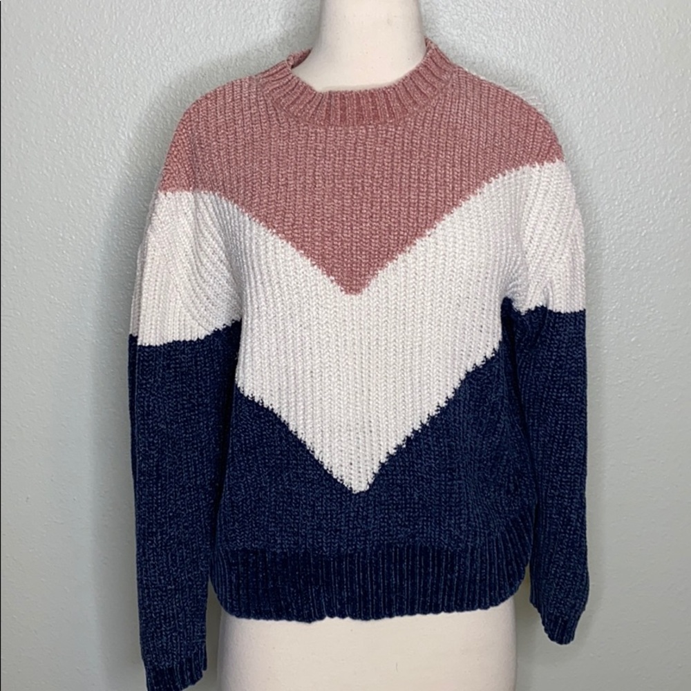 Snails & Cinnamon Chevron Print Knit Sweater Sz L